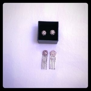 1 set pink hair pins & 1 pr clear earrings